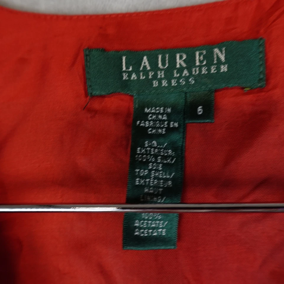 Ralph Lauren Dress Women Paisley Red Floral Wrap Size 6 - Image 2 of 4