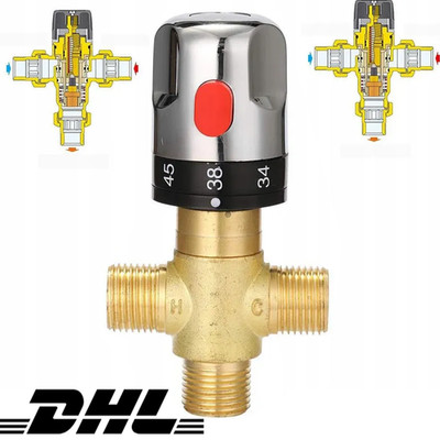 3-Wege Brauchwasser Mischer Mischventil 20-60°C Thermostat Verbrühschutz DE