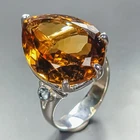 Jewelry 28 ct Natural Citrine Quartz Ring 925 Sterling Silver Size 7 /R461250