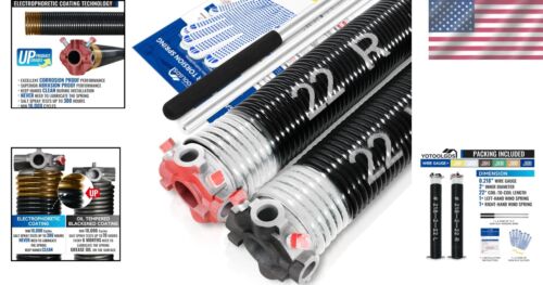 Oil-Free Black Coated Garage Door Torsion Springs Set - Minimum 16,000 Cycles - Picture 2 of 8