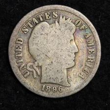 1896 Silver Barber Dime GOOD FREE SHIPPING 