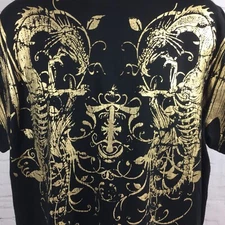 Bugle Boy Shirt Adult Medium Black Gold Dragons Graphic Tee Streetwear Y2K Men