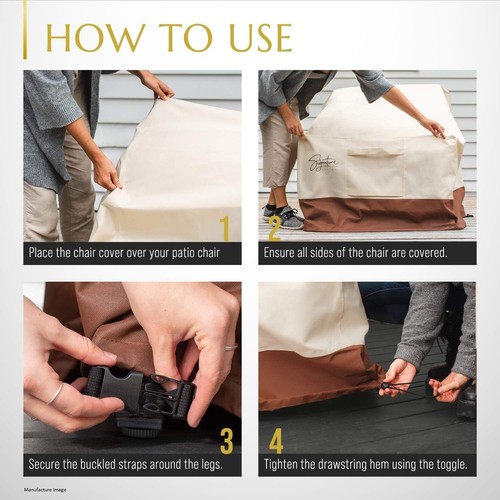 Juego de 2 fundas para sillas de patio grandes impermeables al aire libre 600-denier - Imagen 7 de 8