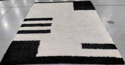 BLACK / IVORY 6' X 9' Broken Thread Rug, Reduced Price 1172757331 CSB704Z-6