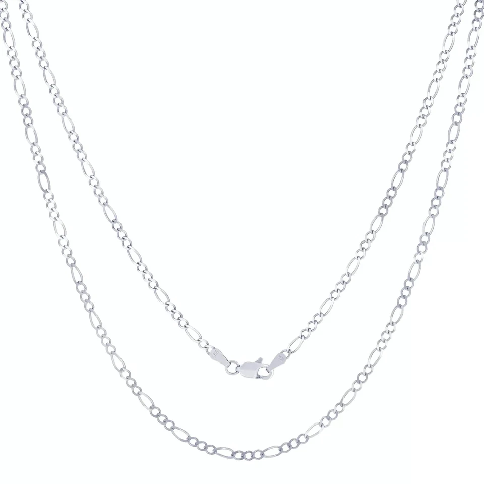 10K 白金 Figaro 链项链男式女式 16 英寸 - 30 — 第 2/4 张图片