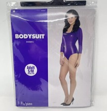 Metallic Purple Women Dance Bodysuit Adult Novelty 3/4 Sleeve Cosplay Theater