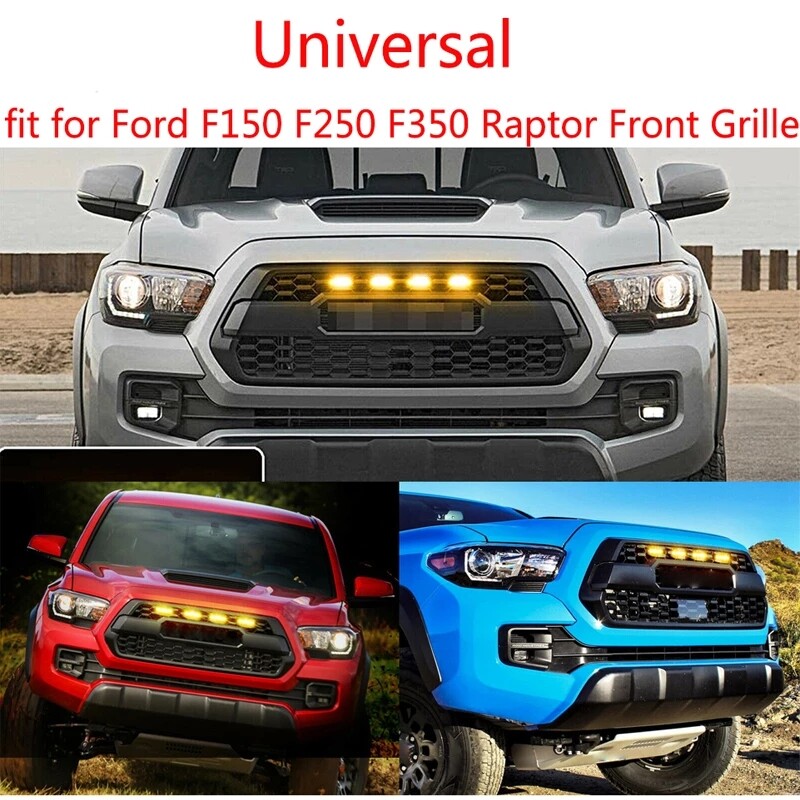 4-Pack 12V LED Smoke Amber Front Grille Lights – Raptor Style For Toyota Tacoma Tundra