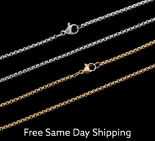 Stainless Steel Gold Plated Box Chain Necklace 16-24in Unisex Hip Hop Jewelry
