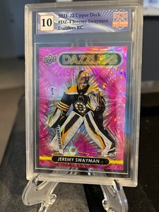 Jeremy Swayman 2021-22 Upper Deck Dazzlers Pink #DZ-4 - Graded 10 - Boston Bruin