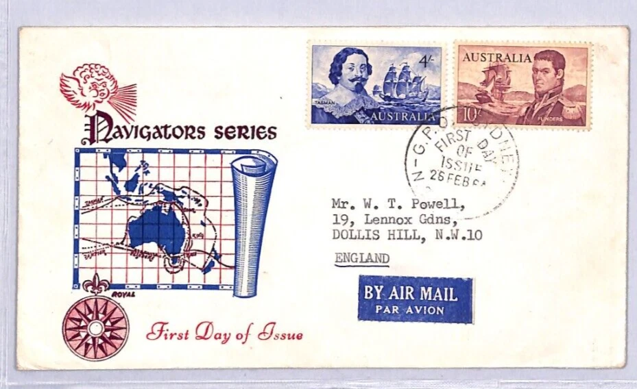 AUSTRALIA 1964 FDC *NAVIGATORS* 10s 4s ILLUSTRATED First Day Cover SHIPS YN177 - Image 2 of 4