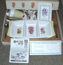G.E. Heat N Serve Baby Dish Feeding and Training Set Vintage 1960s Complete