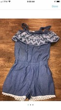 Self esteem Girls Chambray romper Eyelet detail Size 4t