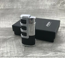 JOBON Premium Triple Jet Flame Refillable Butane Torch Lighter～Black/Silver Trim
