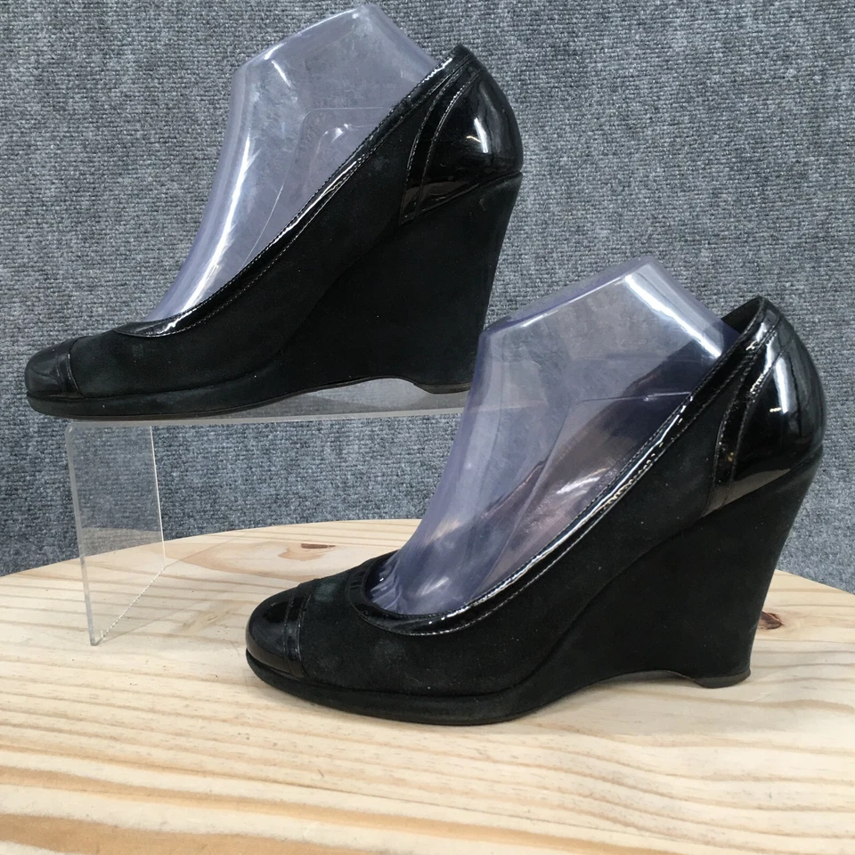 Zapatos Coach para mujer 8,5 B Kerry Ann zapatos de tacón de cuña de cuero negro sin cordones informales Foto 2 de 4