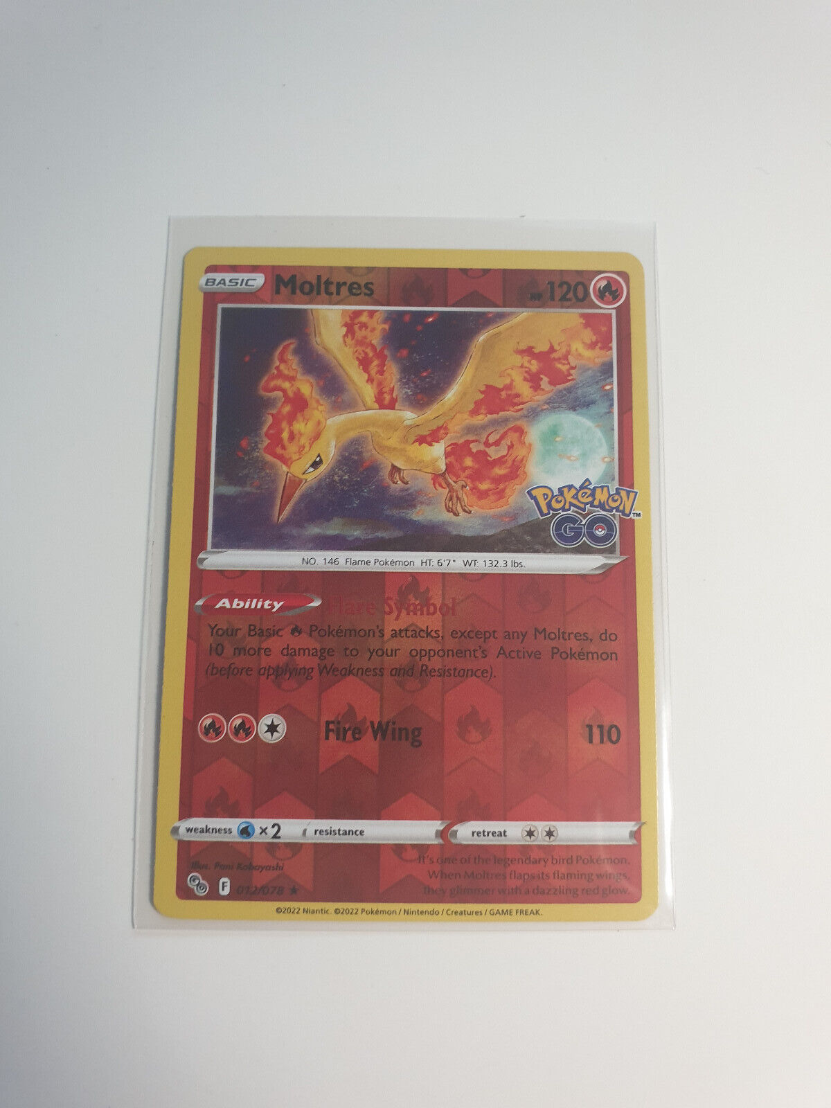 Pokemon : SWSH POKEMON GO MOLTRES 012/078 RARE HOLO REVERSE