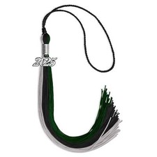 Endea Graduation Black/Hunter Green/Silver Tassel with Silver Date Drop