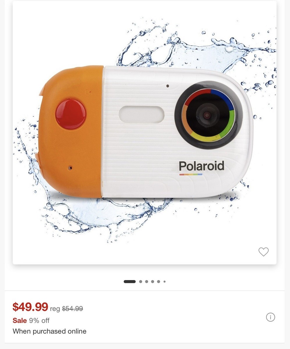 Polaroid Wave Underwater Camera HD Video Recording 18MP Orange