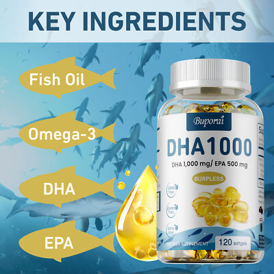 DHA 1000mg   Mit Omega-3, EAP  Unterstützung für Herz, Cholesterin und Gelenke