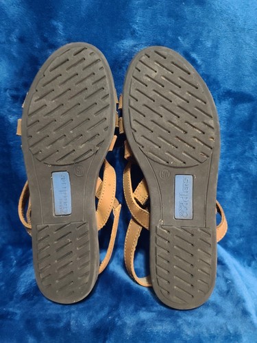 Cobbie Cuddlers Women's Slip On Tan Leather Stretch Strap Sandals Size 8W - Picture 4 of 5