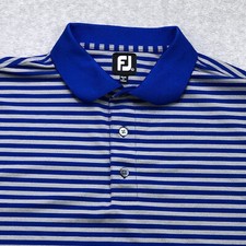 Footjoy FJ Polo Shirt Men's Large Blue Stripe Golf Performance Athletic Stretch