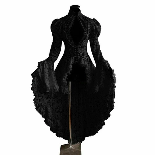 Women Vintage Lace Victorian Dress Long Flare Sleeve Gothic Dresses Retro Dress - Picture 2 of 20