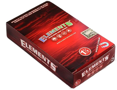   25 PACKS OF RED ELEMENTS ROLLING HEMP PAPERS MAGNETIC CLOSURE 1 ¼ SIZE