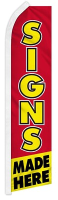 Signs Made Here Red Yellow Swooper Super Feather Advertising Marketing Flag
