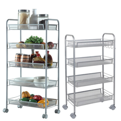 5-Tier Utility Kitchen Island Rolling Storage Organizer Trolley Carts on Wheels