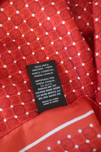 Pineda Covalin Mexico Deportivo Toluca Soccer Team Logo Silk Red Scarf NWOT! - Picture 4 of 4