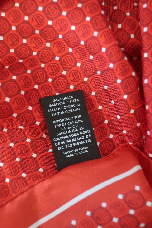 Bufanda roja seda logotipo del equipo de fútbol Pineda Covalin México Deportivo Toluca ¡NUEVA SIN ETIQUETAS! Foto 4 de 4