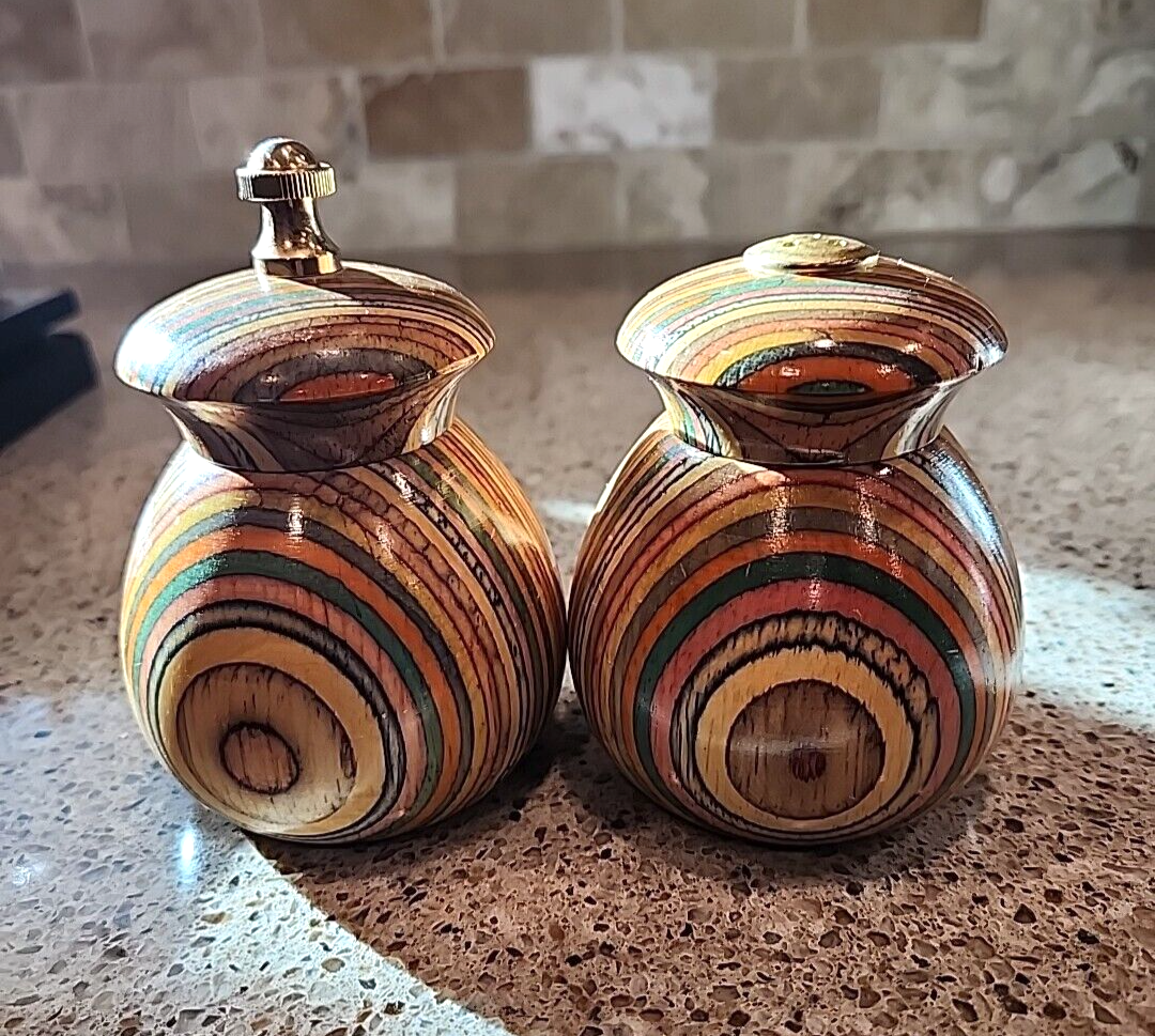 Vintage Mr. Dudley Salt Shaker & Pepper Mill Grinder Retro Wood