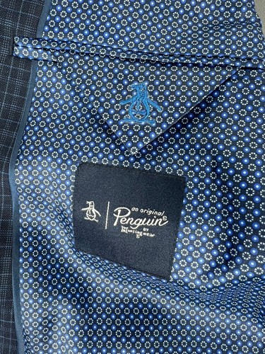 Original Penguin Blazer Size 40 Blue Birdseye Wool 40R Plaid Windowpane Summer - Picture 5 of 24