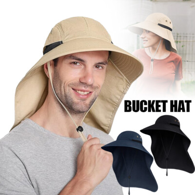 Sonnenhut Herren Damen UPF 50+ Outdoor UV Summer Cap mit Nackenschutz Fischerhut