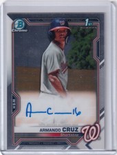 2021 Topps Bowman Chrome Armando Cruz AUTO signed Nationals
