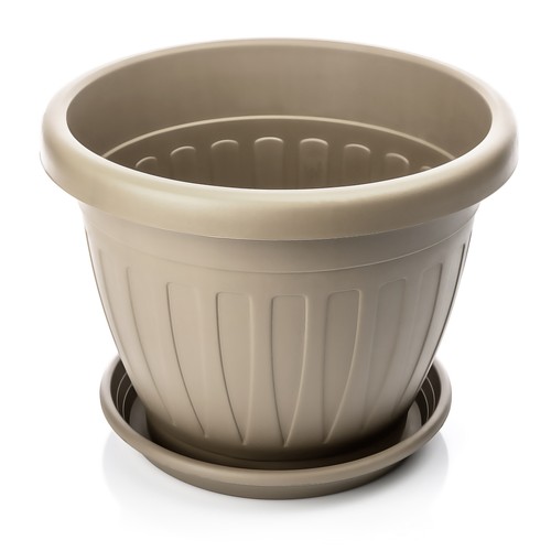 6x Blumentopf mit Untersetzer rund 50xH38 cm Mokka/braun Pflanzkübel - Bild 4 von 7