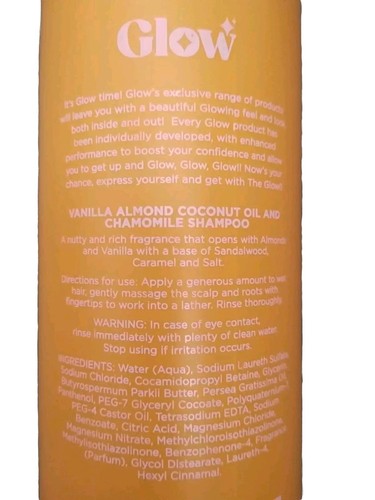 Glow Vanilla Almond Coconut Oil and Chamomile Shampoo 750ml new - Picture 4 of 4