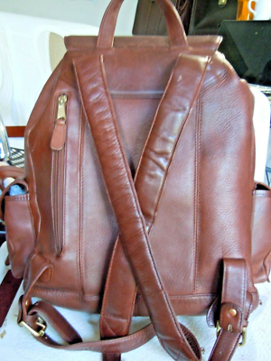 VTG M. LONDON brown Saddle Leather large back pack made in 