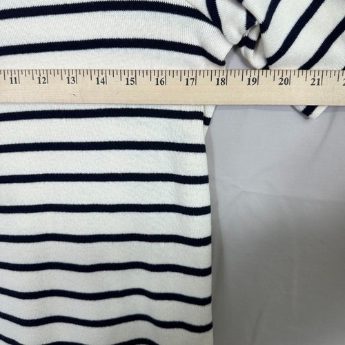 LL Bean Knit Top Women's L100% Cotton Machine Wash White/Black Striped - Picture 6 of 10