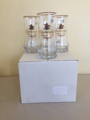 Lot of 3 Budweiser Anheuser-Busch Glass Tankards/Mugs