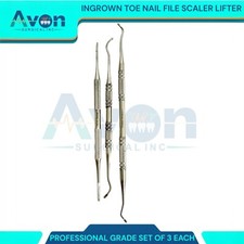 Set of 3 - Ingrown Toenail Double-Ended Tools - Toenail File  Lifters - German