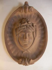 Beautiful Greek Roman Goddess Portrait Figural Bust Rococo Style Wall Hanging