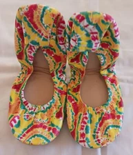The Storehouse Flats Yellow Print Foldable Ballet Slip On Shoes New Size 10