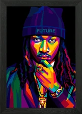 Future Portrait Pop Art Framed Wall Art Poster Canvas Print Picture
