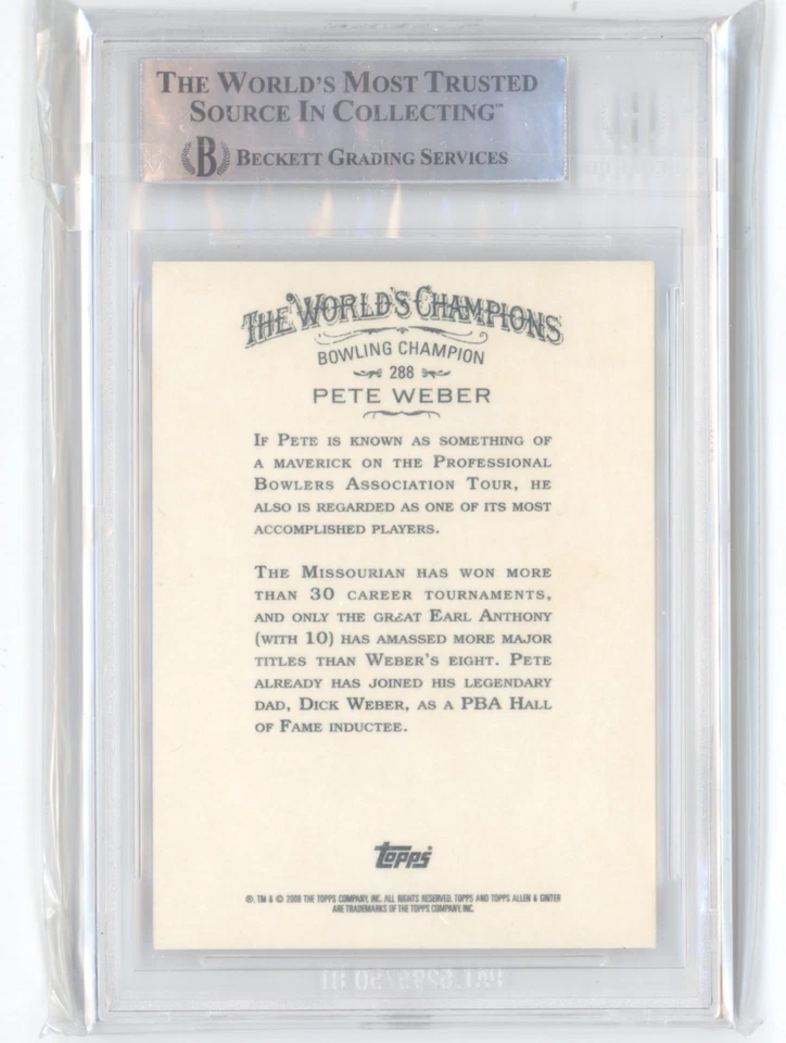 PETE WEBER SIGNED 2008 TOPPS ALLEN GINTER #288 BAS BGS AUTO AUTOGRAPH A Q3566 - Image 2 of 2