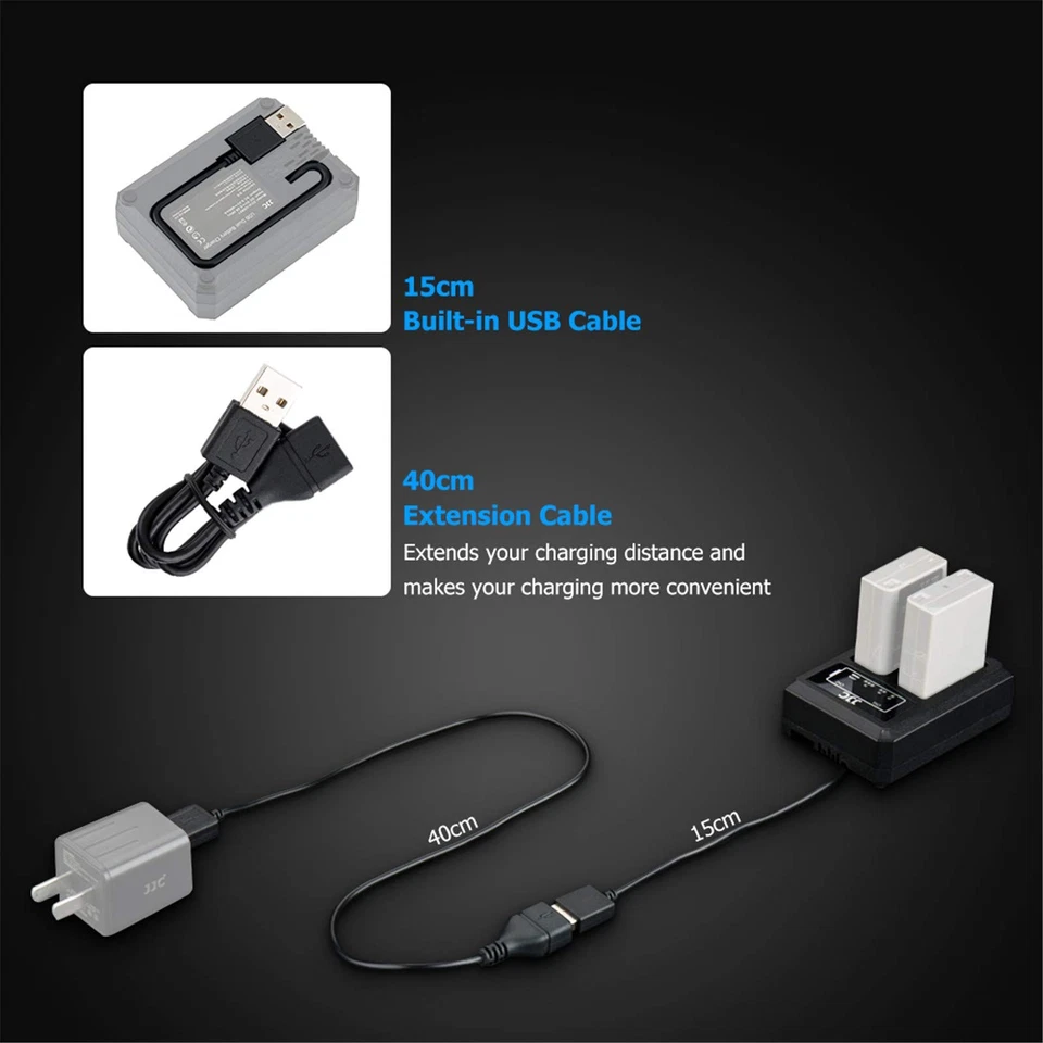 Cargador de batería doble BLN-1 cable USB incorporado compatible con Olympus OM-D E-... Foto 3 de 4
