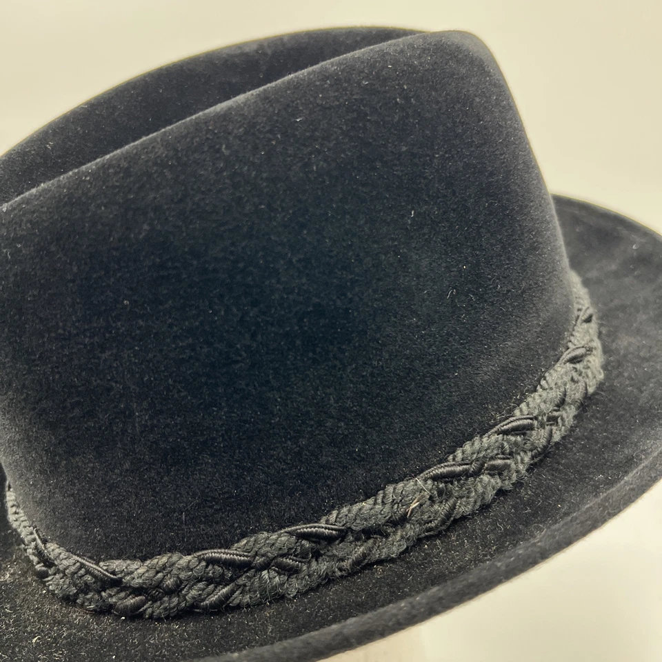"Sombrero Fedora 100 % fieltro negro vintage Dobbs Fifth Avenue para hombre talla 7 1/4""" Foto 4 de 4