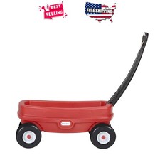 Toddler Wagon Red Plastic Pull Toy Lightweight Foldable Outdoor Indoor Ages 18m