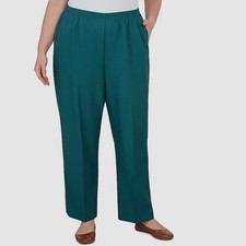 Alfred Dunner Women's Green Classic Elastic Midrise Pants Size 22W