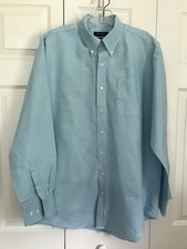 NAUTICA Long Sleeve Oxford Shirt Men s 17 34/35 Light Aqua Blue