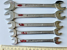 Five vintage Chrom. Van GORDON TOOLS SHEFFIELD ENGLAND open end spanners, metric
